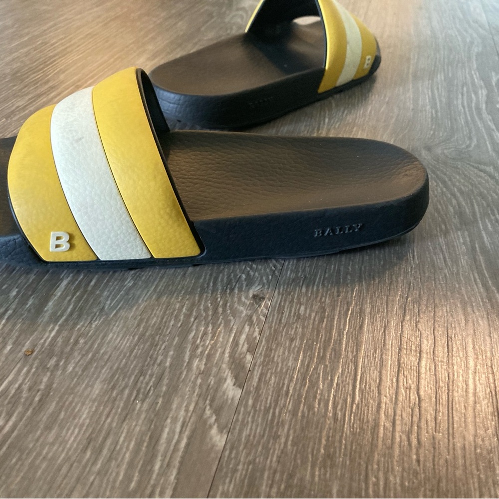 Bally Black and Yellow Slide Sandals